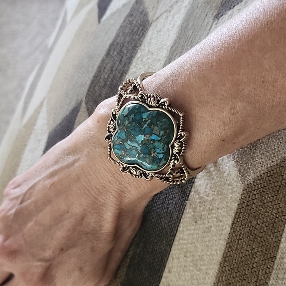 Studio Barse Turquoise Blue Stone Cuff Bracelet - Picture 6 of 7